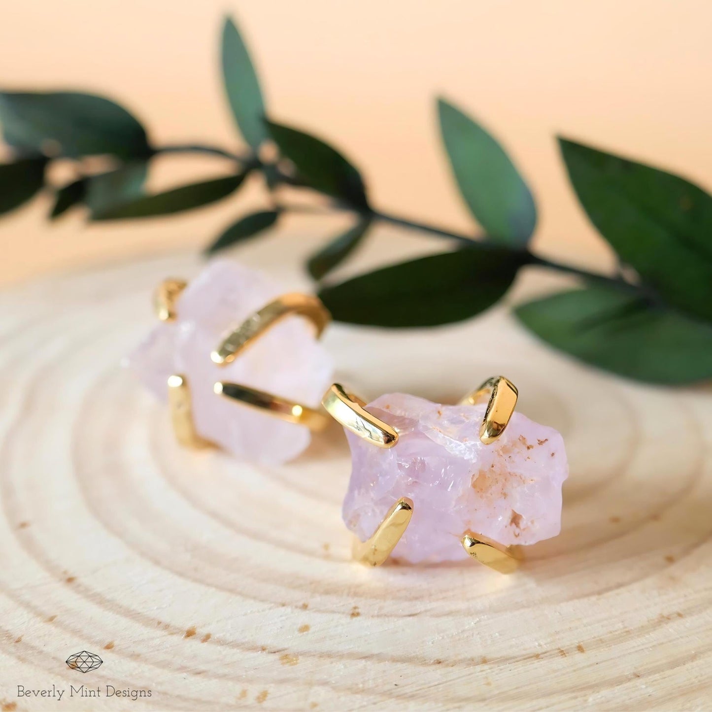 Light Amethyst Stud Earrings with 18K Gold, Light Purple Earrings, Lavender, Lilac Natural Raw Stone, Chakra Gemstone, February Birthstone