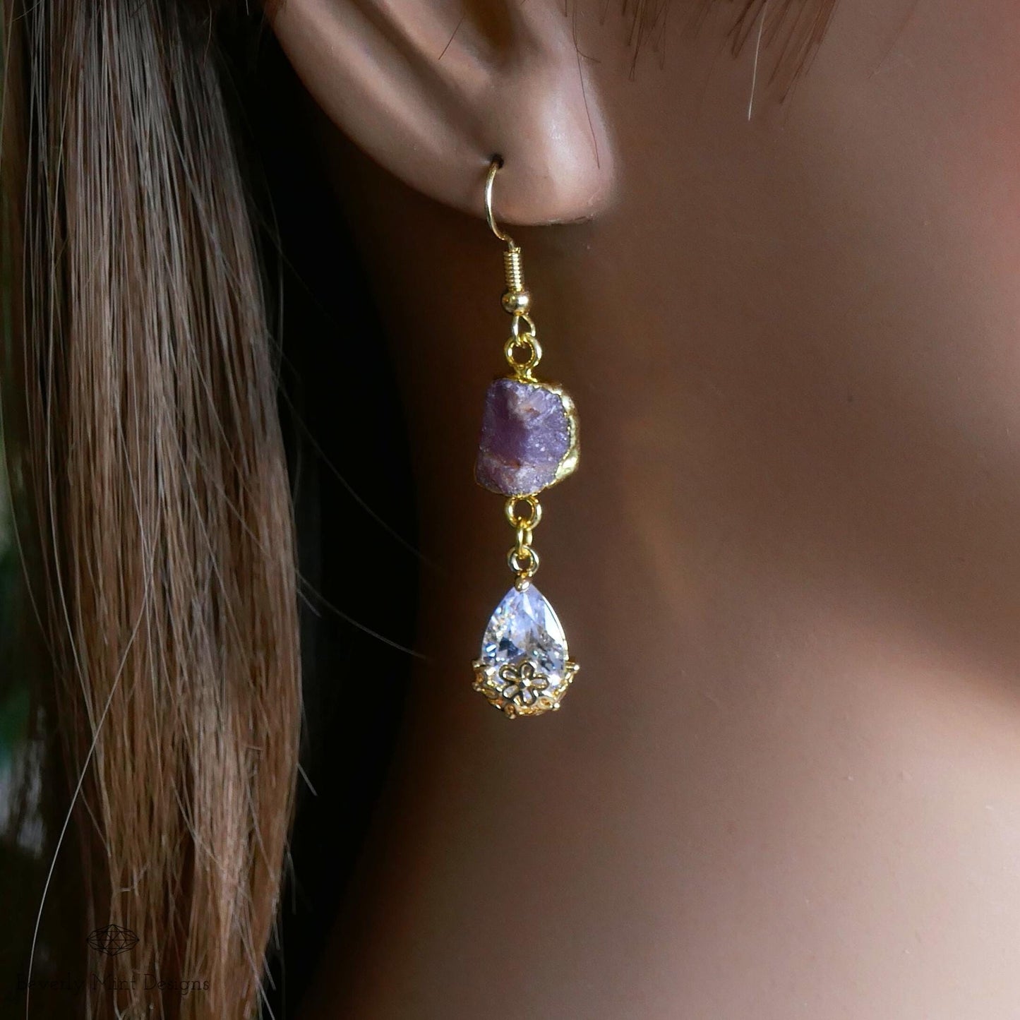 Raw Ruby Earrings, July Birthstone Gift, Gold Gemstone Dangle Earrings, Crystal Drop Earrings, Boho Bridal Jewelry, Gift for Her