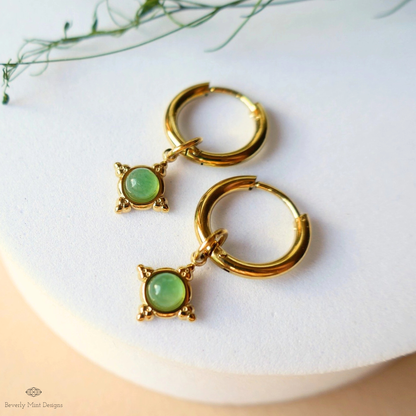 Vintage Style Hoop Earrings 18K Gold, Huggie Earrings, Minimalist Earrings Gold Hoop Dangle Earrings, Boho Jewelry, Unique Gift