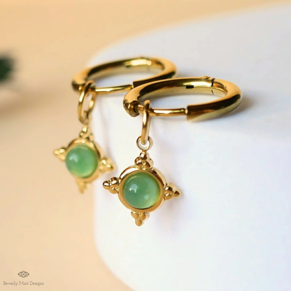 Vintage Style Hoop Earrings 18K Gold, Huggie Earrings, Minimalist Earrings Gold Hoop Dangle Earrings, Boho Jewelry, Unique Gift