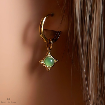 Vintage Style Hoop Earrings 18K Gold, Huggie Earrings, Minimalist Earrings Gold Hoop Dangle Earrings, Boho Jewelry, Unique Gift