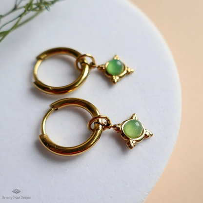 Vintage Style Hoop Earrings 18K Gold, Huggie Earrings, Minimalist Earrings Gold Hoop Dangle Earrings, Boho Jewelry, Unique Gift