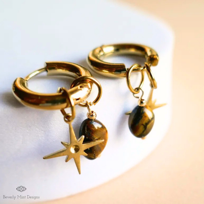 Tiger's Eye Star Hoops
