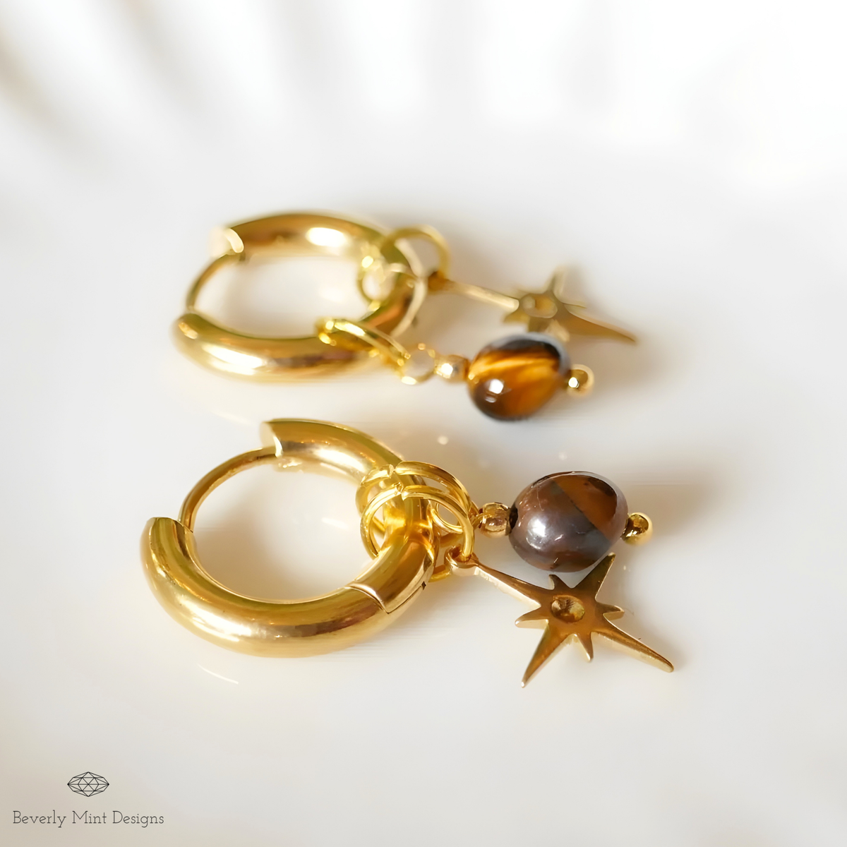Tiger's Eye Star Hoops