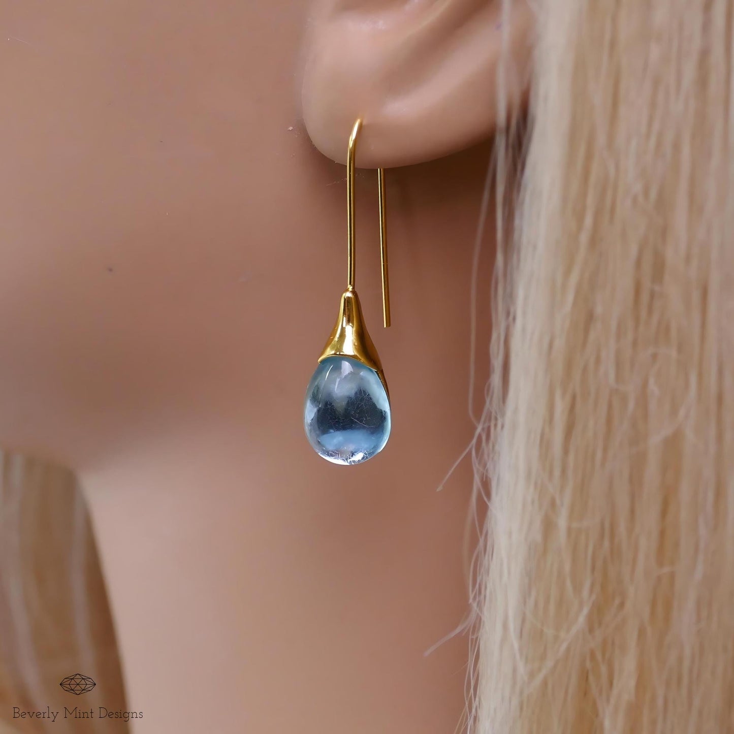 Something Blue Earrings, Blue Teardrop Earrings, Minimalist Blue Stone Dangle Jewelry, Waterdrop Earrings, Wedding Gift, Gift For Her