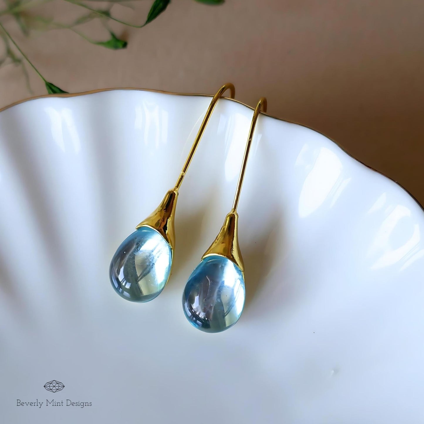 Something Blue Earrings, Blue Teardrop Earrings, Minimalist Blue Stone Dangle Jewelry, Waterdrop Earrings, Wedding Gift, Gift For Her