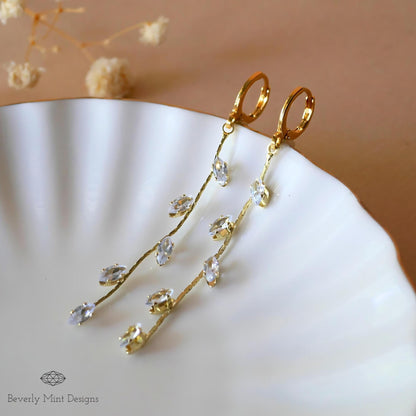 Leaf Earrings, Dainty Long Dangle Earrings, Leafy Earrings, Bridesmaid Jewelry, Wedding Gift, Gift For Her