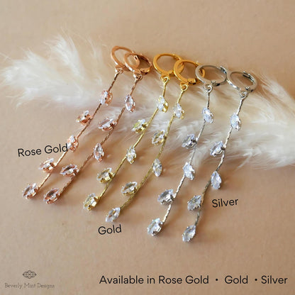 Gold Leaf Earrings, Leaves Earrings, 18K Gold  Long Dangle Earrings, Leafy Earrings, Bridesmaid Jewelry, Wedding Gift, Gift For Her