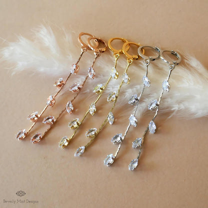 Leaf Earrings, Dainty Long Dangle Earrings, Leafy Earrings, Bridesmaid Jewelry, Wedding Gift, Gift For Her