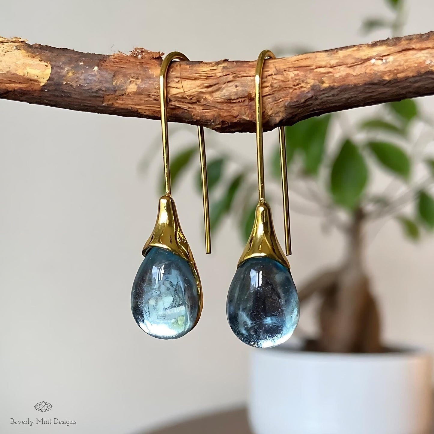 Something Blue Earrings, Blue Teardrop Earrings, Minimalist Blue Stone Dangle Jewelry, Waterdrop Earrings, Wedding Gift, Gift For Her