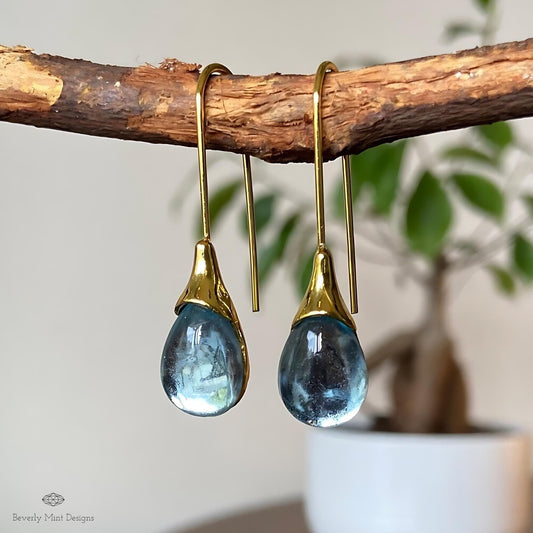 Something Blue Earrings, Blue Teardrop Earrings, Minimalist Blue Stone Dangle Jewelry, Waterdrop Earrings, Wedding Gift, Gift For Her