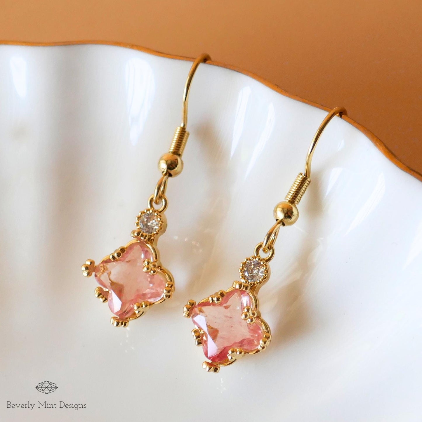 18K Gold Dainty Charm Earrings, Drop & Dangle Earrings, Wedding Gift ,Bridesmaids Gift, Anniversary Gift, Gift For Her