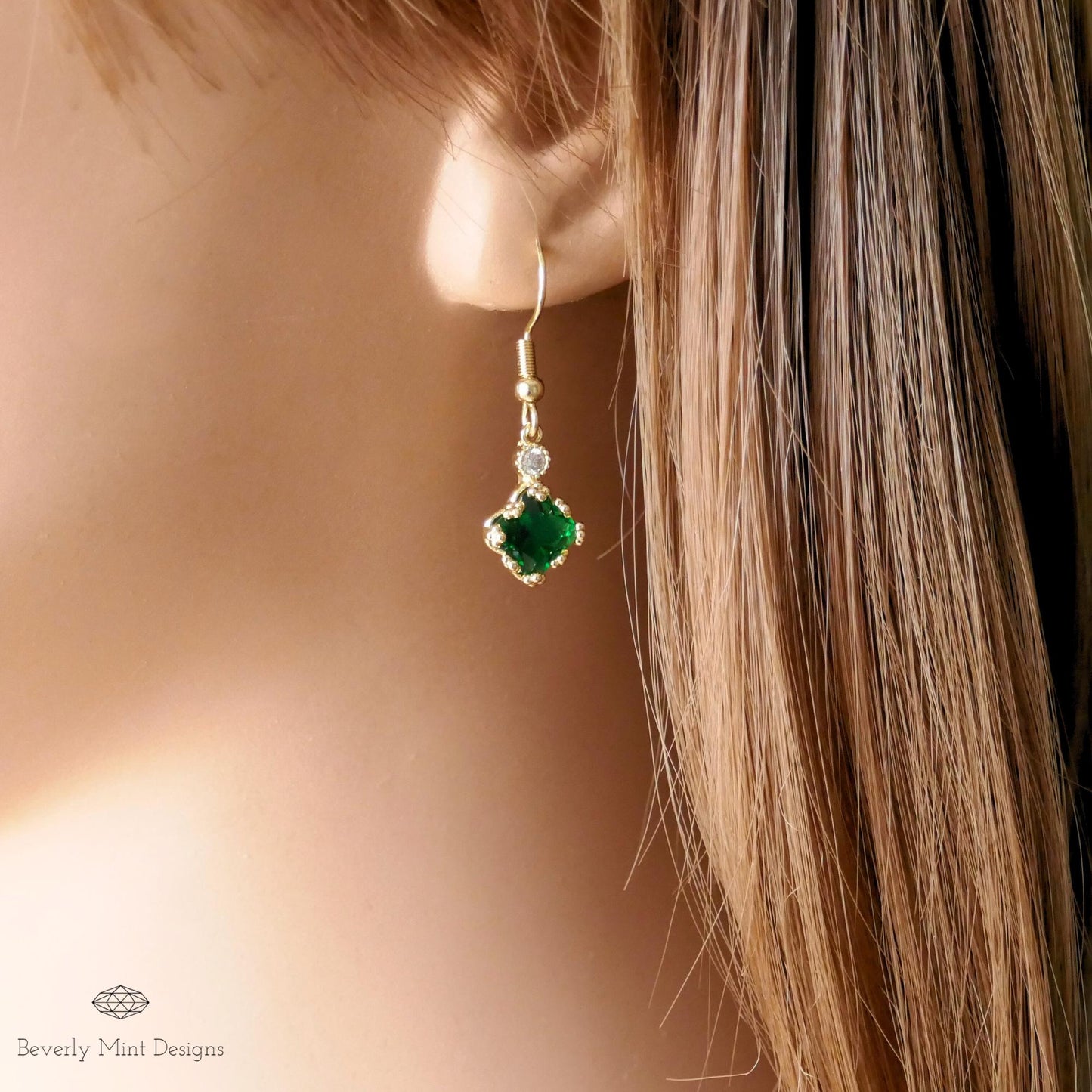 18K Gold Dainty Charm Earrings, Drop & Dangle Earrings, Wedding Gift ,Bridesmaids Gift, Anniversary Gift, Gift For Her