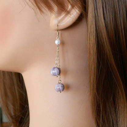 Purple Lily of The Valley,  Purple Flower Earrings, Floral Dangle and Drop Earrings, Birth Flower for May ,Unique Earrings