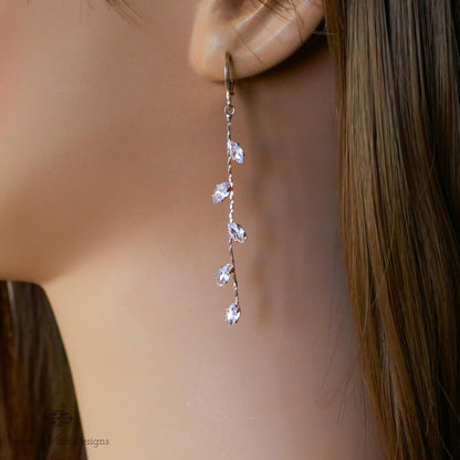 Leaf Earrings, Dainty Long Dangle Earrings, Leafy Earrings, Bridesmaid Jewelry, Wedding Gift, Gift For Her