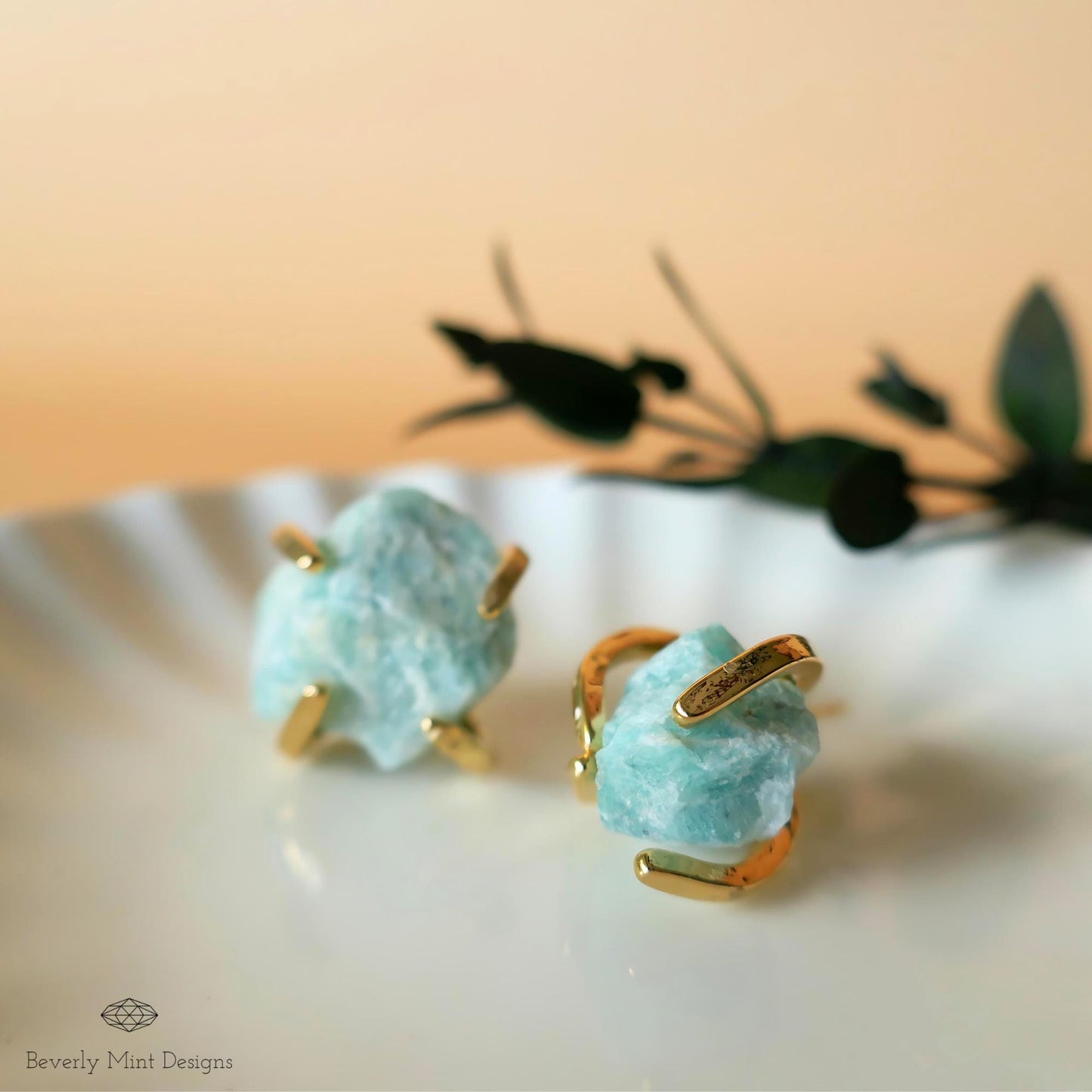 Green Aventurine Stud Earrings with 18K Gold, Green Stone Earrings,  1/2 - 3/4 inches, Natural Raw Stone Earrings, Chakra Stone