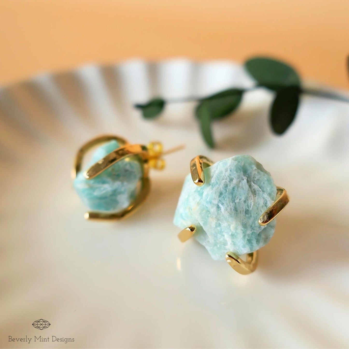 Green Aventurine Stud Earrings with 18K Gold, Green Stone Earrings,  1/2 - 3/4 inches, Natural Raw Stone Earrings, Chakra Stone