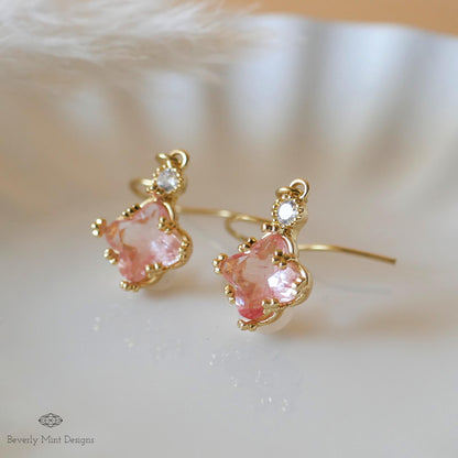 Soft Pink Small Charm Earrings, Blush Pink Earrings, 18K Gold Drop & Dangle Earrings, Minimalist Jewelry, Bridesmaids Gift, Anniversary Gift