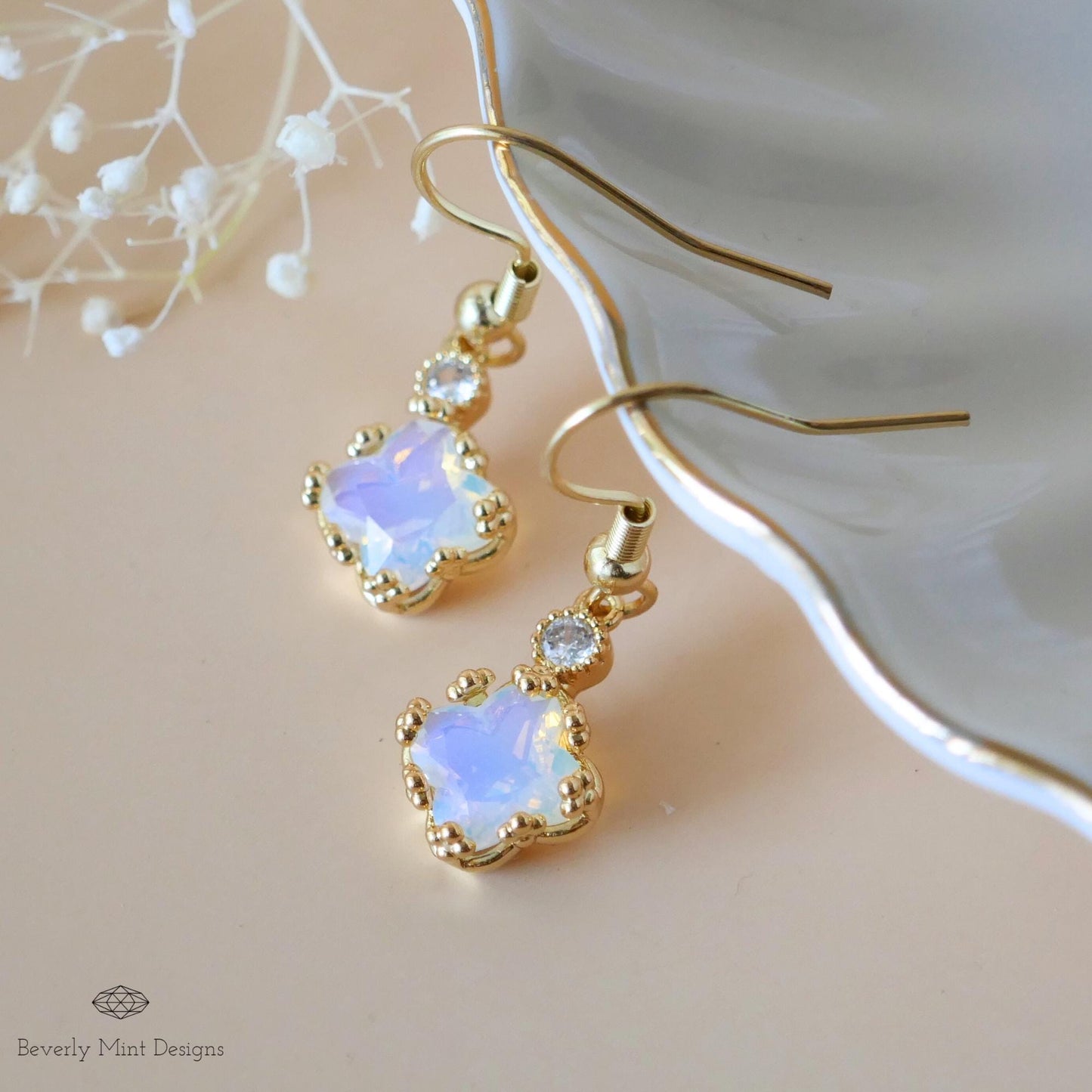 18K Gold Dainty Charm Earrings, Drop & Dangle Earrings, Wedding Gift ,Bridesmaids Gift, Anniversary Gift, Gift For Her