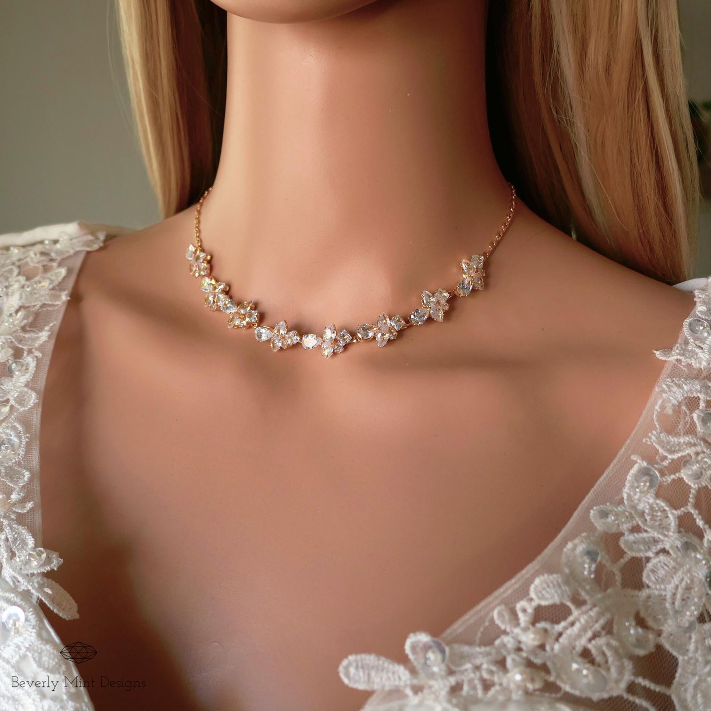 Back Necklace for Wedding, Backdrop Necklace, Cubic Zirconia Backdrop Necklace Wedding, Bridal Gift, Gift For Her