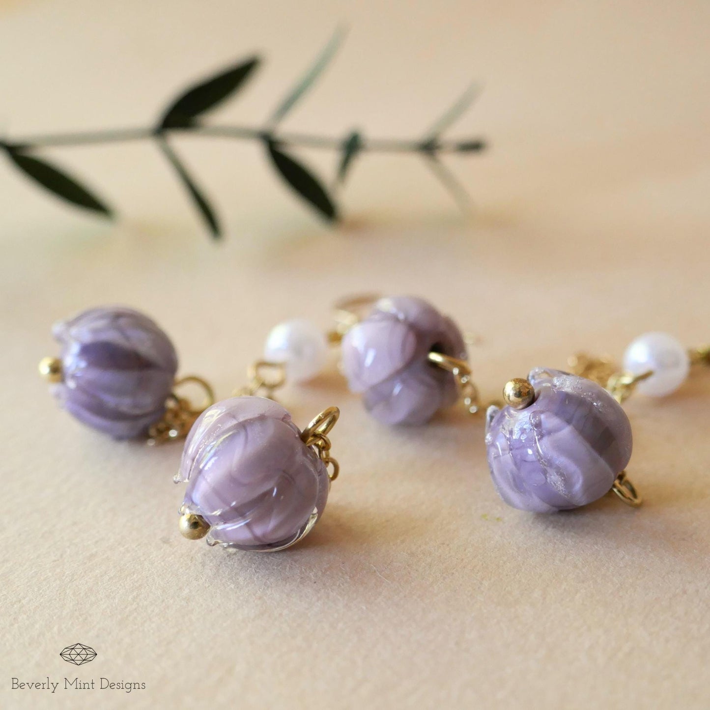 Purple Lily of The Valley,  Purple Flower Earrings, Floral Dangle and Drop Earrings, Birth Flower for May ,Unique Earrings