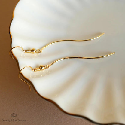 Gold Twirl Earrings, Gold Drop Earrings, Minimalist Twirl Earrings, Wavy Earrings, Gold Threader Earrings, Sensitive Ear & Clip-On Options