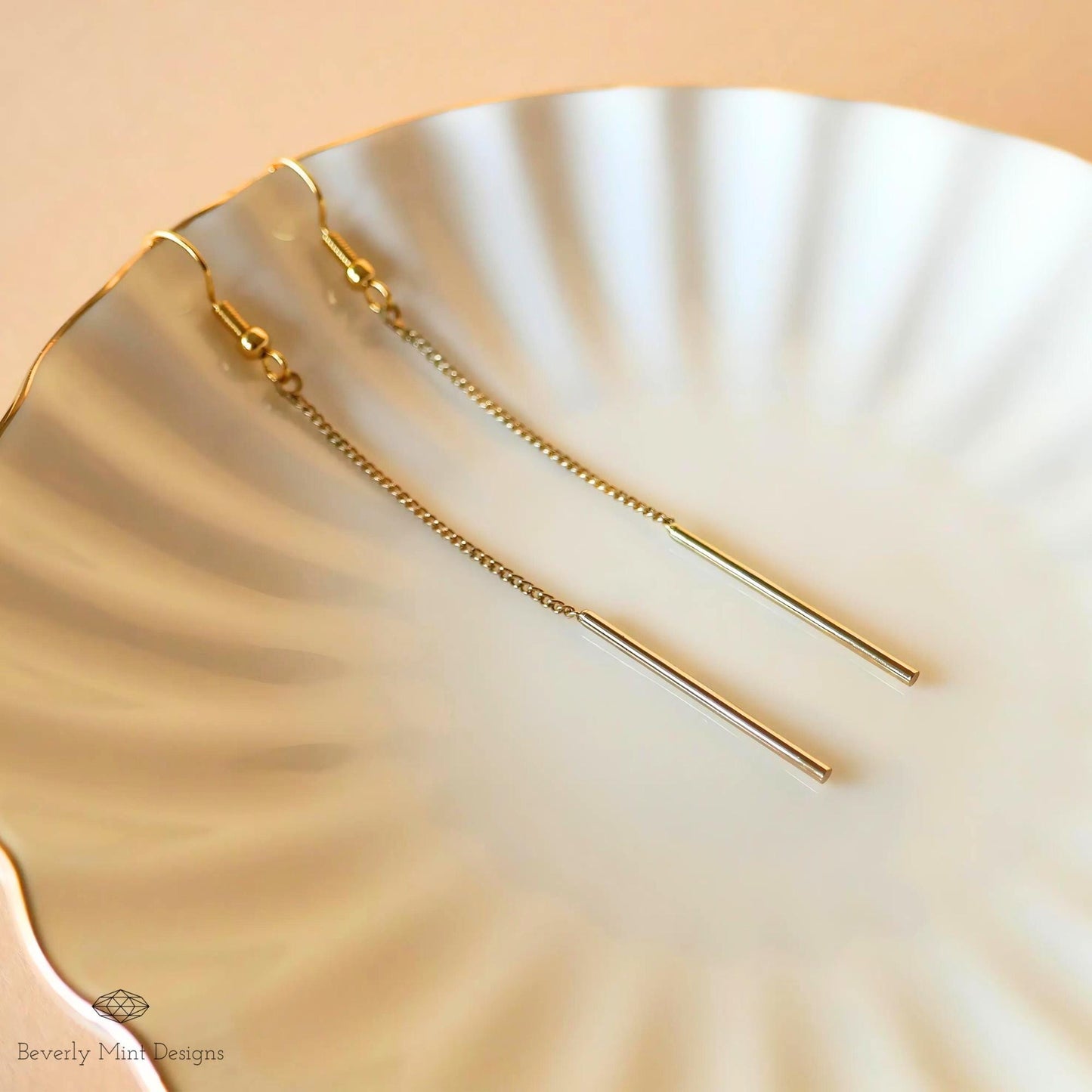 Gold Threader Earrings, Gold Drop Earrings, Minimalist Earrings, Simple Gold Earrings, Bridesmaid Gift, Wedding Gift, Gift For Her