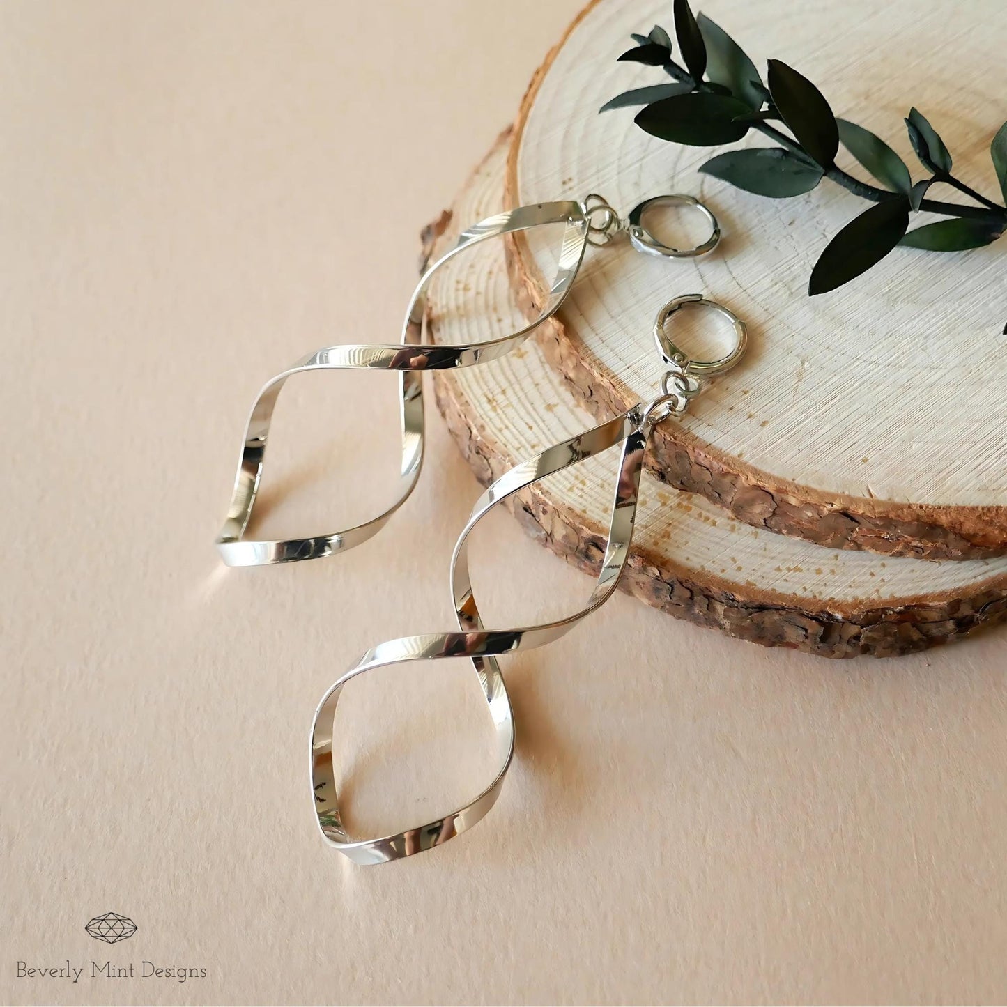 Silver Earrings, Twirl Earrings , Silver Drop Earrings, Silver Twisted Earrings, Silver Long Earrings, Large Earrings Light Weight, Gift