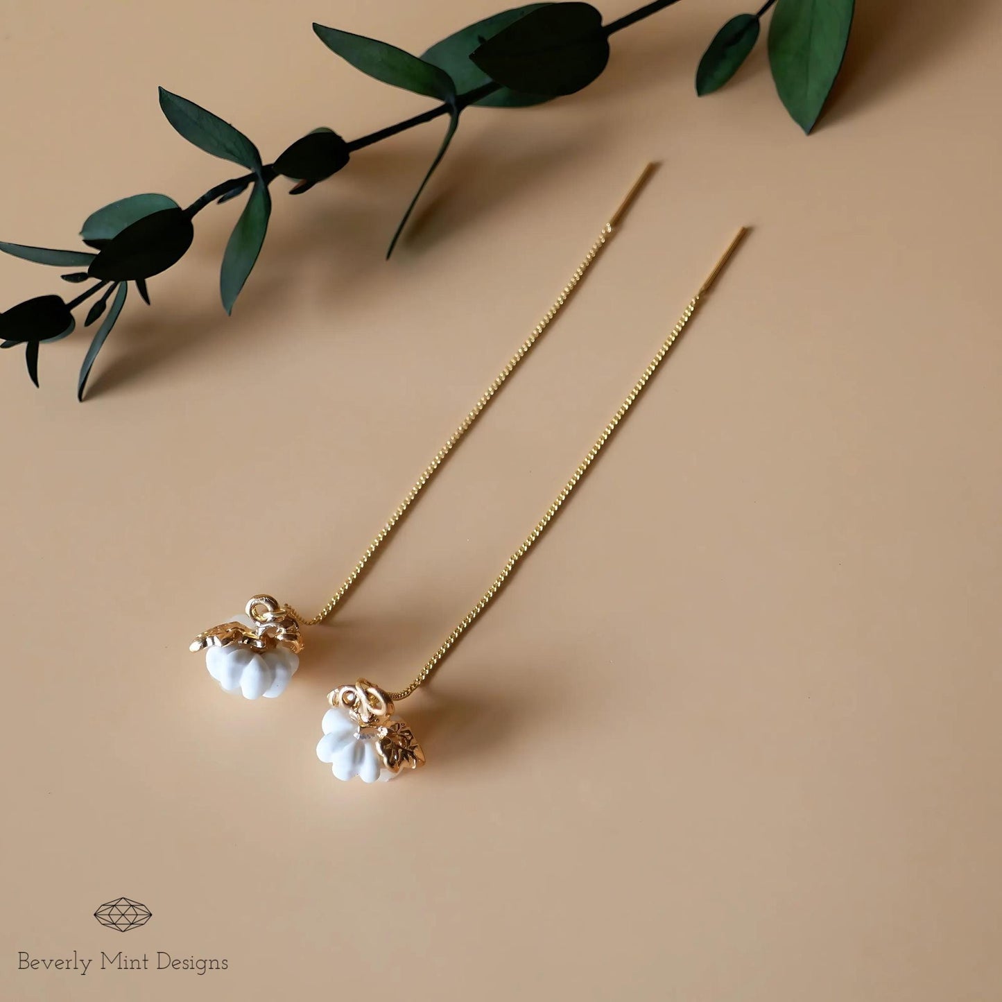 Halloween Pumpkin Earrings, Cute Pumpkin Earrings, White Earrings, Fun Halloween Accessories, Gift for Her, Gift For Her