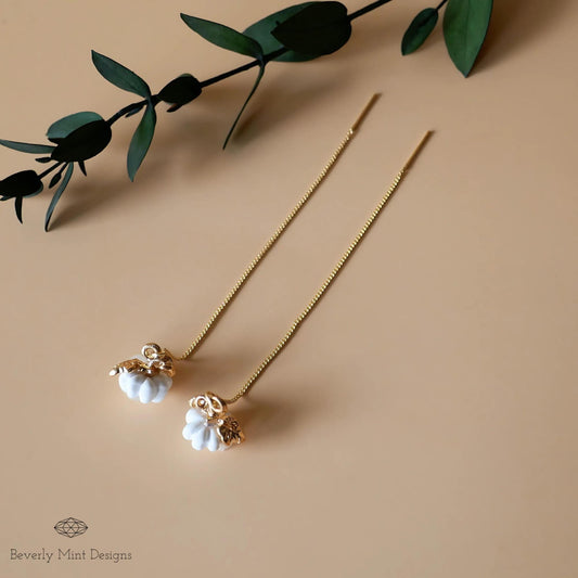 Halloween Pumpkin Earrings, Cute Pumpkin Earrings, White Earrings, Fun Halloween Accessories, Gift for Her, Gift For Her