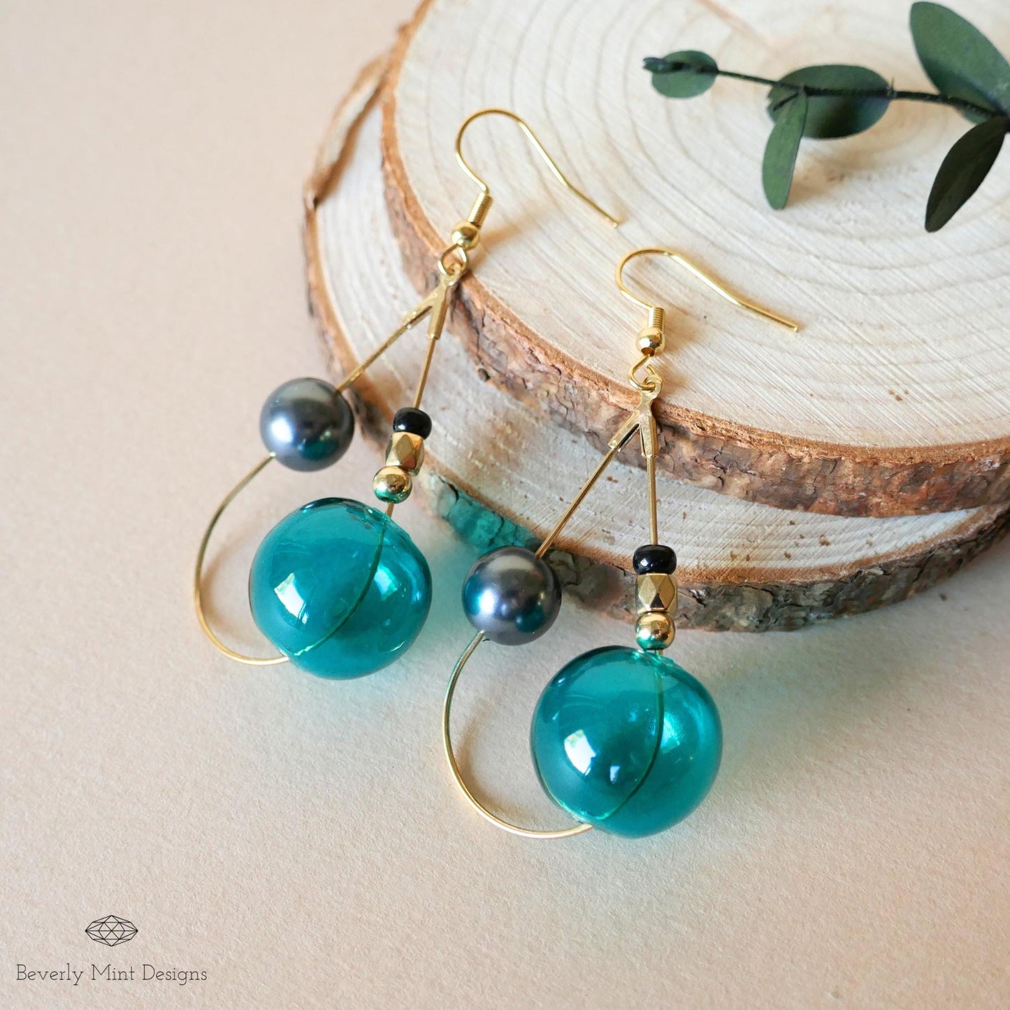 Glass Hook Earrings, 18K Gold Handmade Tassel Earrings, Green Earrings, Unique Glass  Earrings, Unique Drop Earrings, Gift for her