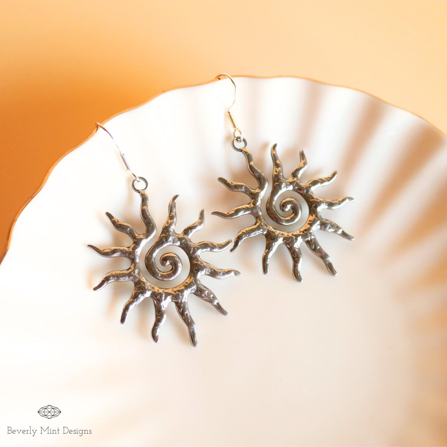 Sun Earrings, 925 sterling silver Boho Sun Earrings, Bohemian Style Earrings, Silver Sunburst Earrings, Gift For Her, Gift For Her