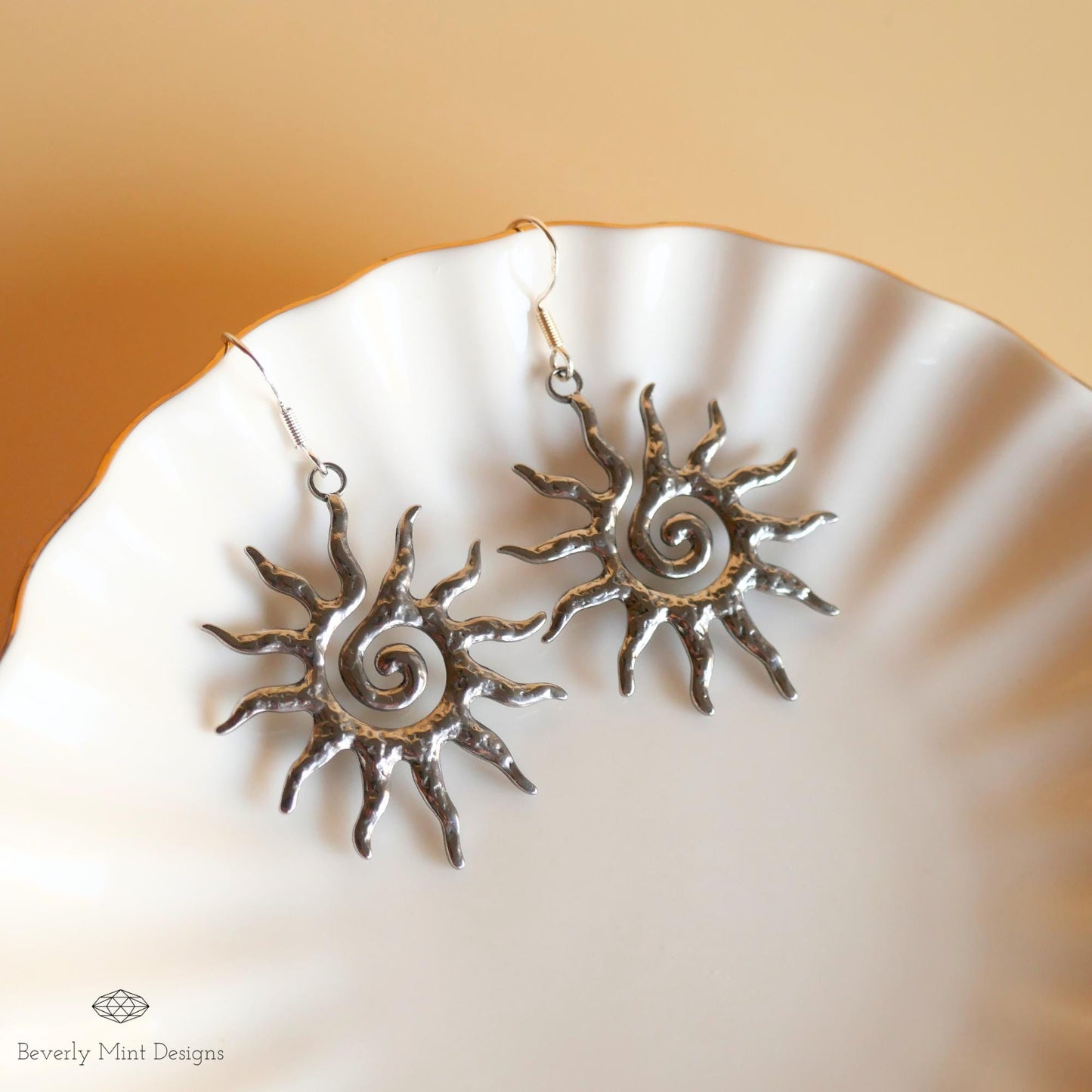 Sun Earrings, 925 sterling silver Boho Sun Earrings, Bohemian Style Earrings, Silver Sunburst Earrings, Gift For Her, Gift For Her