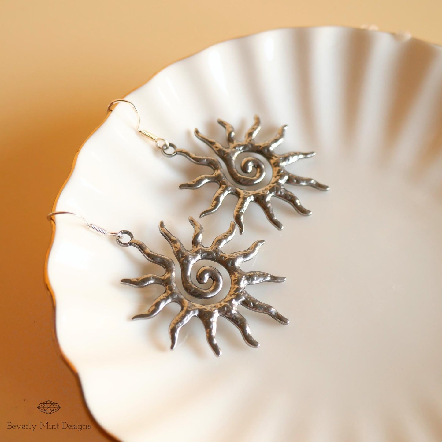 Sun Earrings, 925 sterling silver Boho Sun Earrings, Bohemian Style Earrings, Silver Sunburst Earrings, Gift For Her, Gift For Her