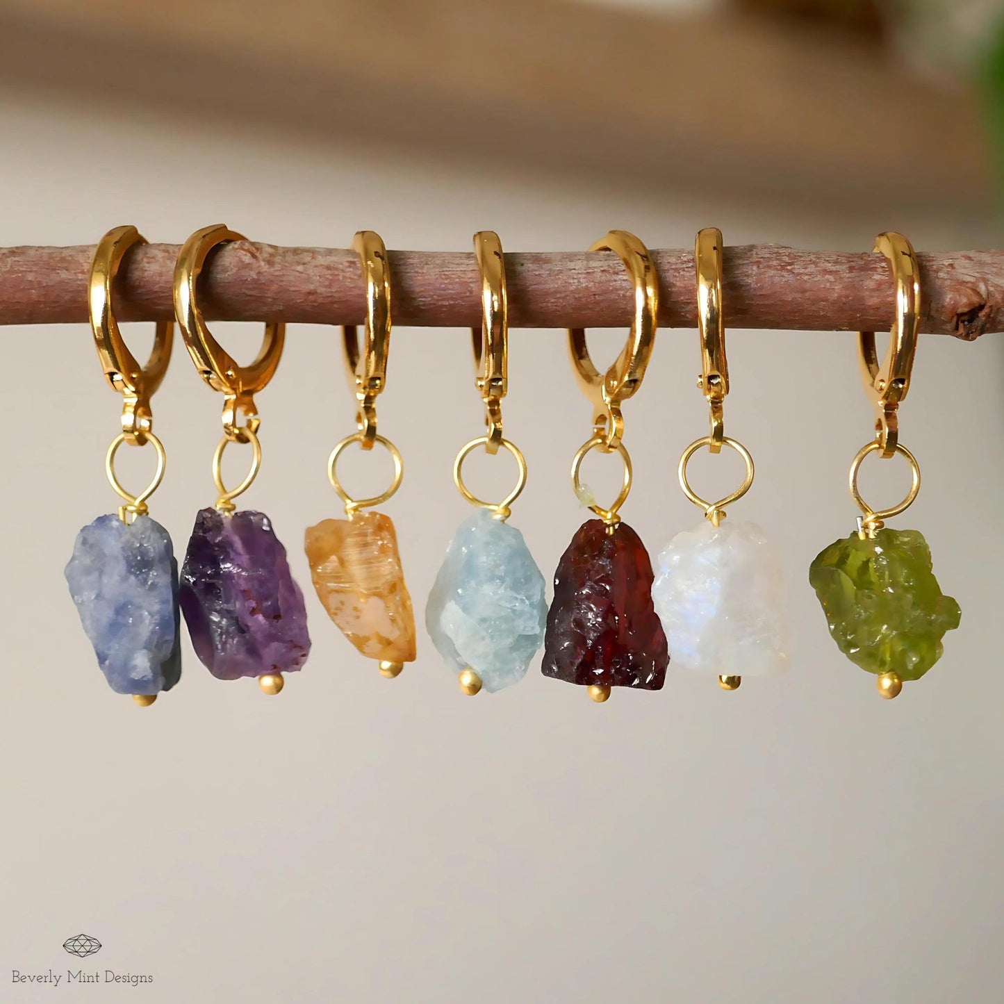 Birthstone Earrings , Powerstone Jewelry , Natural Raw Stone Earrings, Chakra , Healing Stone Earrings