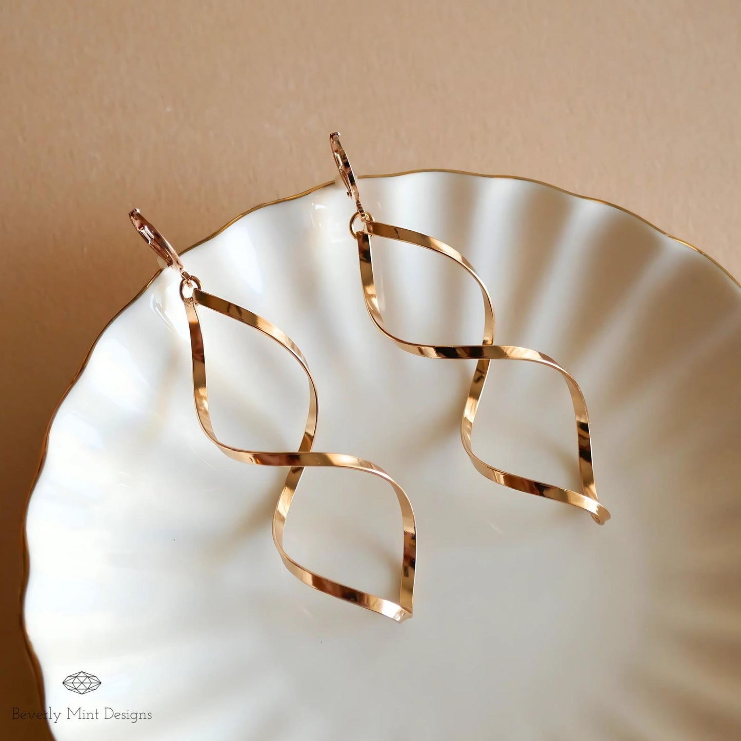 Twirl Earrings, Gold Large Long Earrings, Gold Twisted Earrings, Unique Earrings, Gift For Her