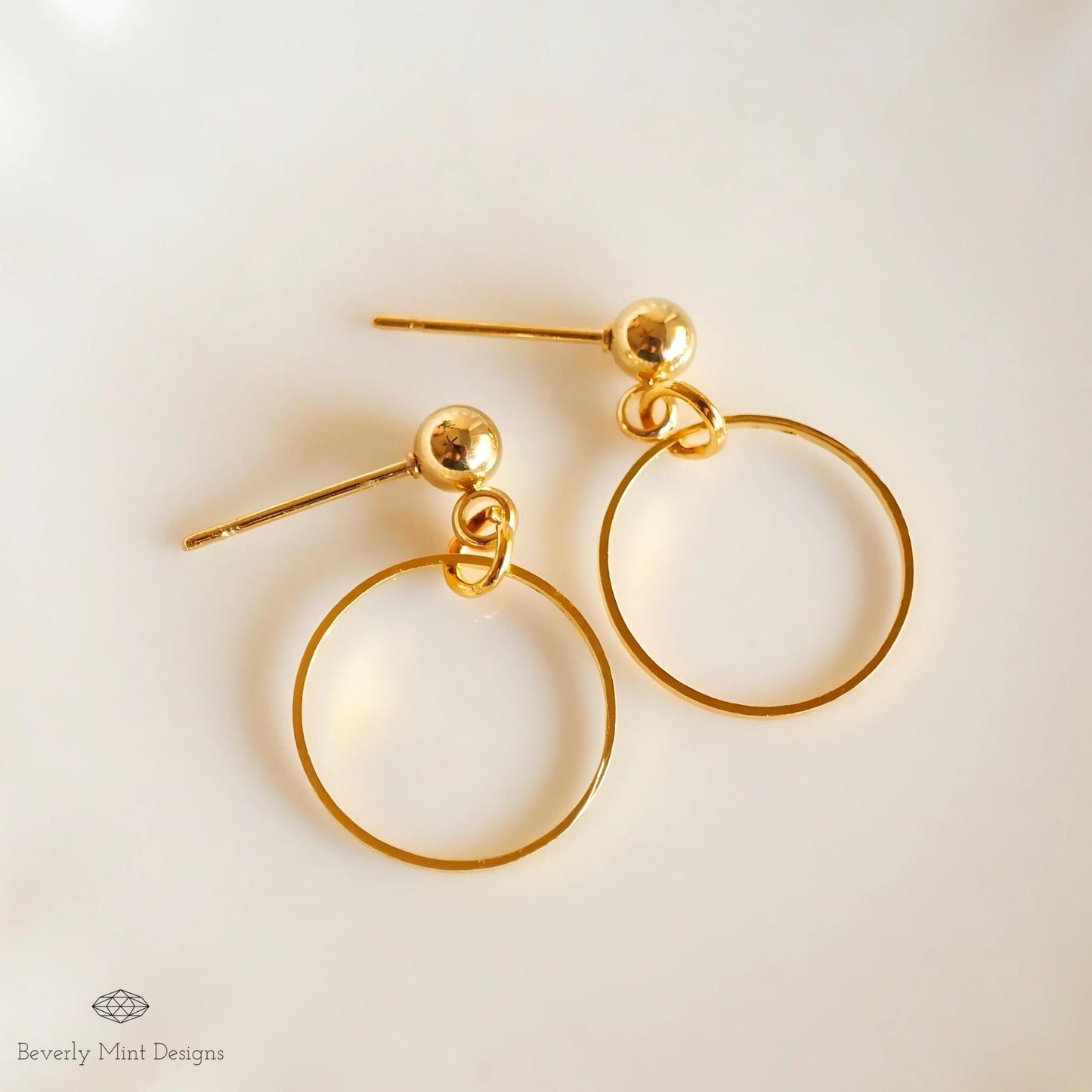 18K Gold Hoop Minimalist Stud Earrings, Simple Open Circle Drop Earrings, Lightweight Modern Geometric Jewelry, Elegant Everyday Earrings