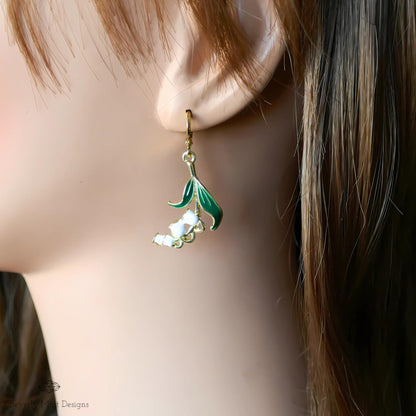 White Lily Of The Valley Flower Drop Earrings, Floral Dangle Earrings, Birth Flower for May , Unique Jewelry , Gift For Her