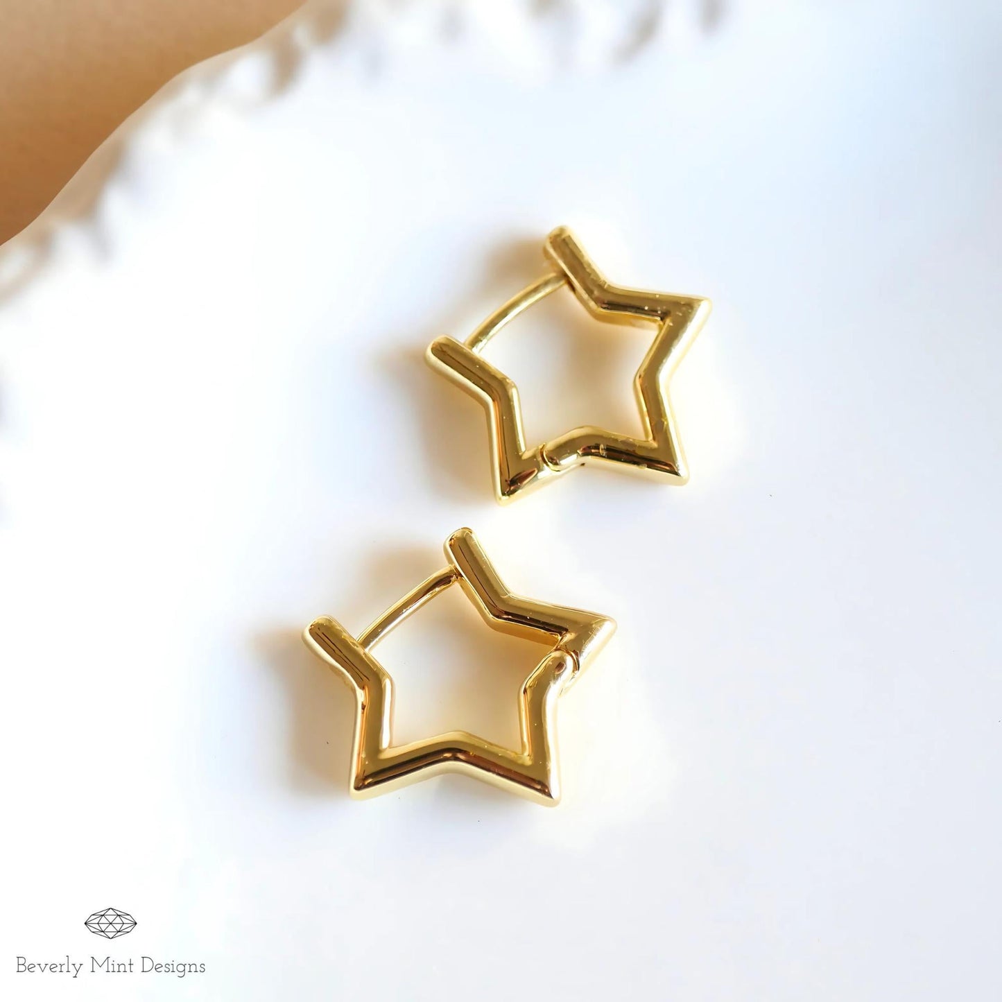 Gold Star Hoop Earrings with Clear Drop , Versatile Celestial Earrings, Boho Dangle Jewelry, Detachable Teardrop Gemstone, Gift for Her