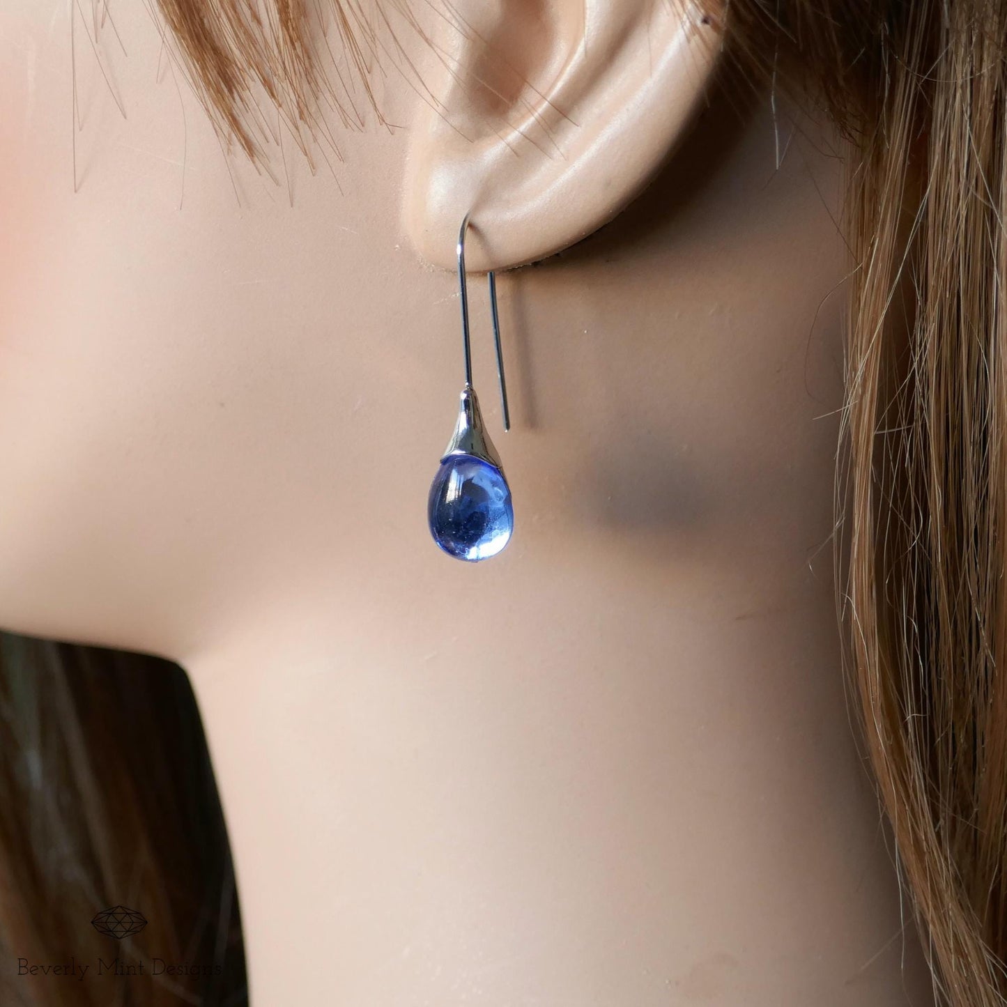 Sapphire Blue Gemstone Waterdrop Earrings Teardrop Earrings , Gift , Wedding Jewelry Statement Earrings, Gift For Her