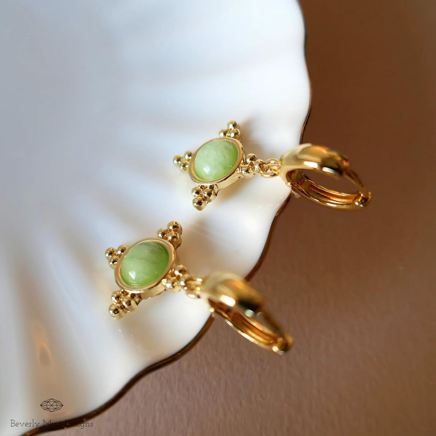 Gold and Green Dangle Earrings with Beaded Accents Boho Chic Handmade Jewelry for Women, Bohemian earrings, Jade Color , Unique jewelry