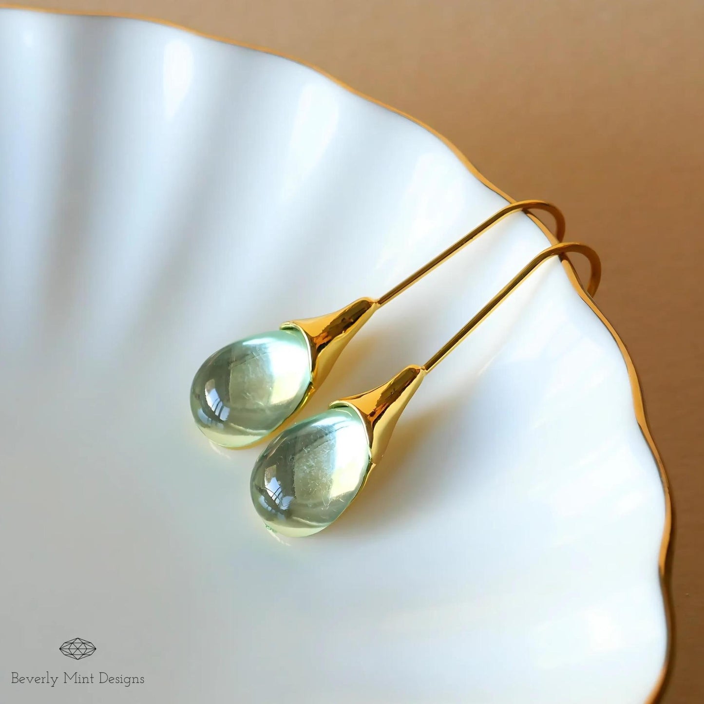 Light Green Teardrop Earrings, Gemstone Earrings Green Drop Earrings, Green Dangle Earrings, Minimalist Jewelry, Gift For Her