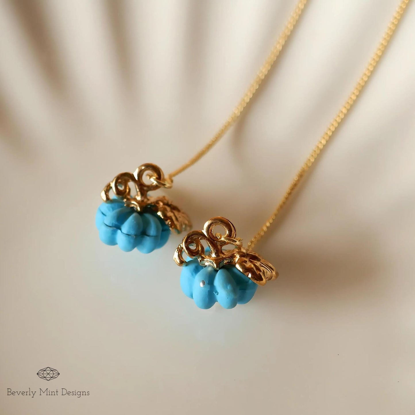 Halloween Pumpkin Earrings, Cute Pumpkin Earrings, Blue Earrings, Fun Halloween Accessories, Gift for Her, Gift For Her