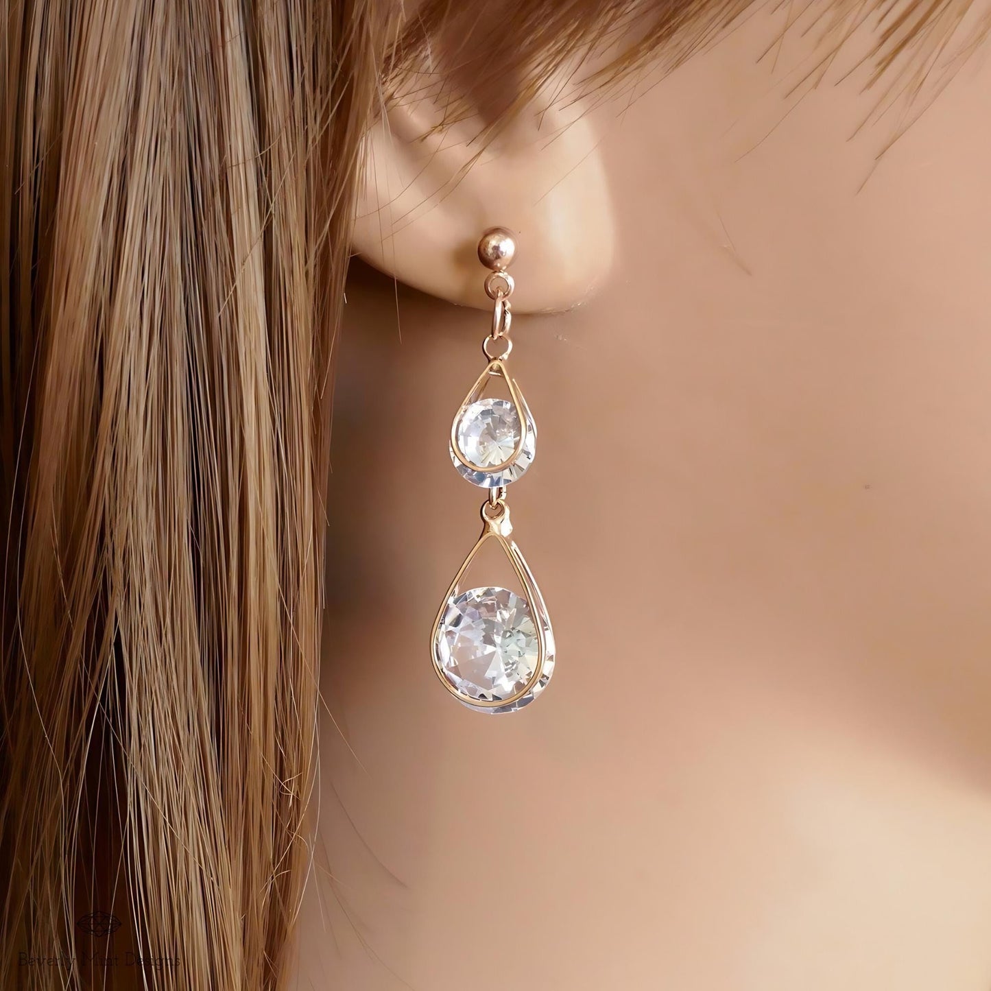 Rose Gold Drop Earrings, Dangle Earrings Rose Gold, Crystal Dangle Earrings, Rose gold Teardrop Earrings, Bridesmaids Jewelry, Wedding Gift