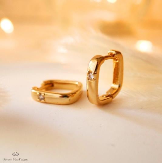 Huggie Earrings Gold Dainty Earrings,14K Gold Plated, Square Earrings, Minimalist Earrings, Simple Gold Earrings, Gift For Her