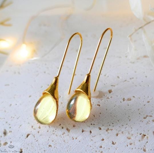 Yellow Teardrop Earrings, Gemstone Earrings Yellow Drop Earrings, Yellow Dangle Earrings, Yellow Waterdrop Earrings,Mother's Day Gift