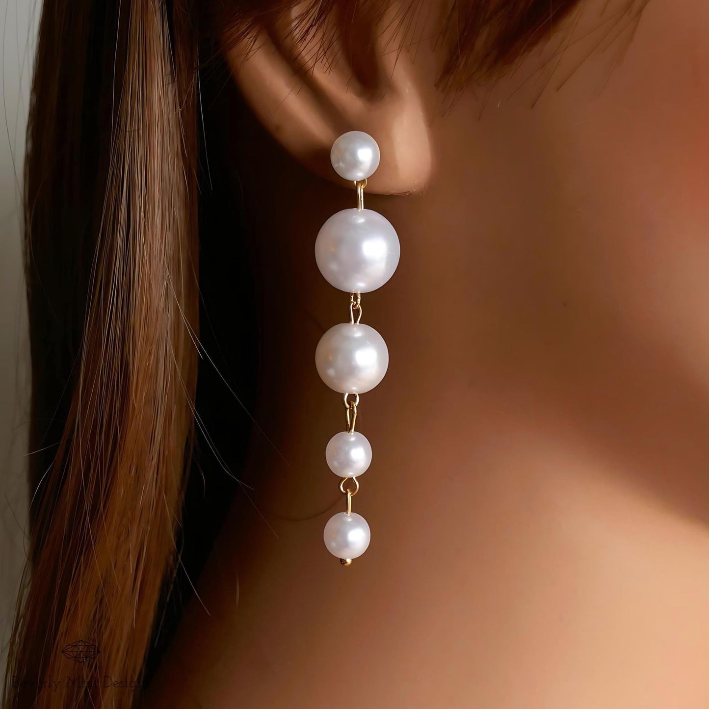 Elegant Pearl Dangle Earrings, Pearl Drop Earrings with Crystals, Bridal Jewelry, Wedding Gift, Statement Wedding Earrings, Gift For Her