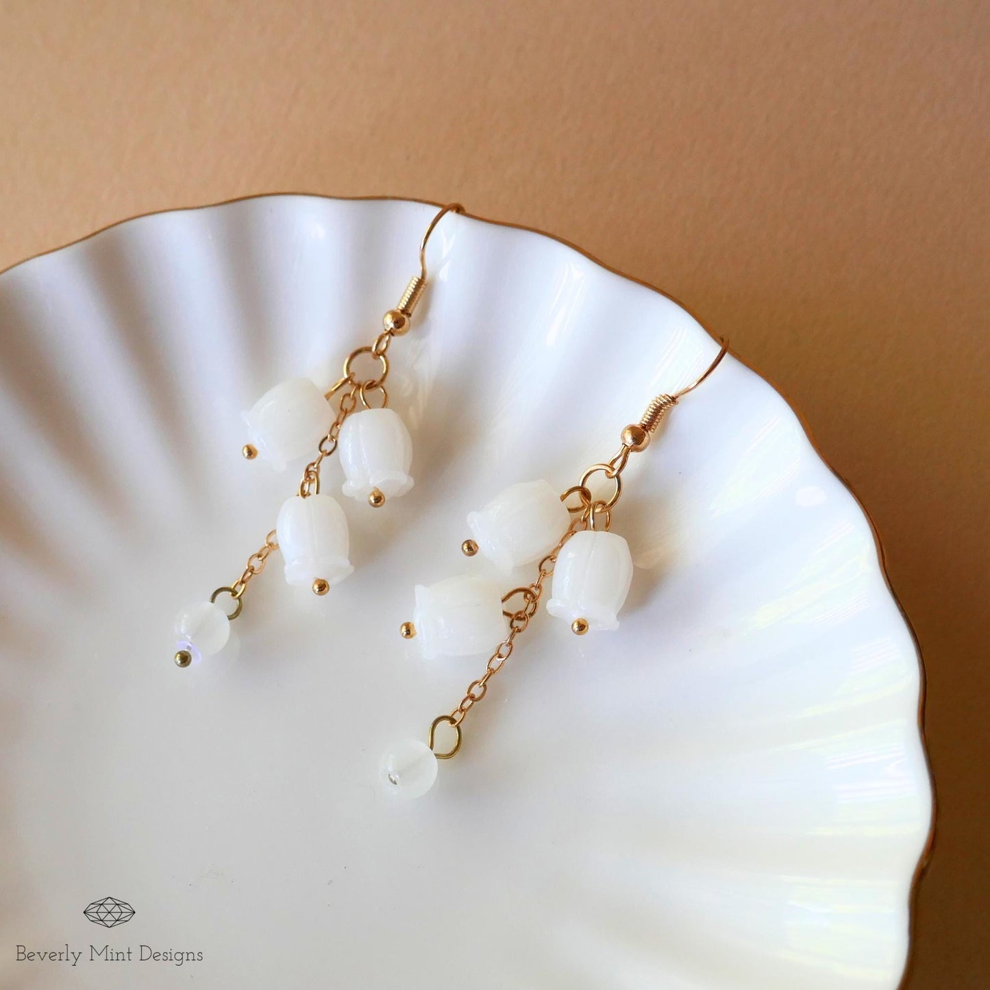 White Lily Of The Valley Flower Earrings, Floral Dangle and Drop Earrings, Birth Flower for May ,Unique Earrings