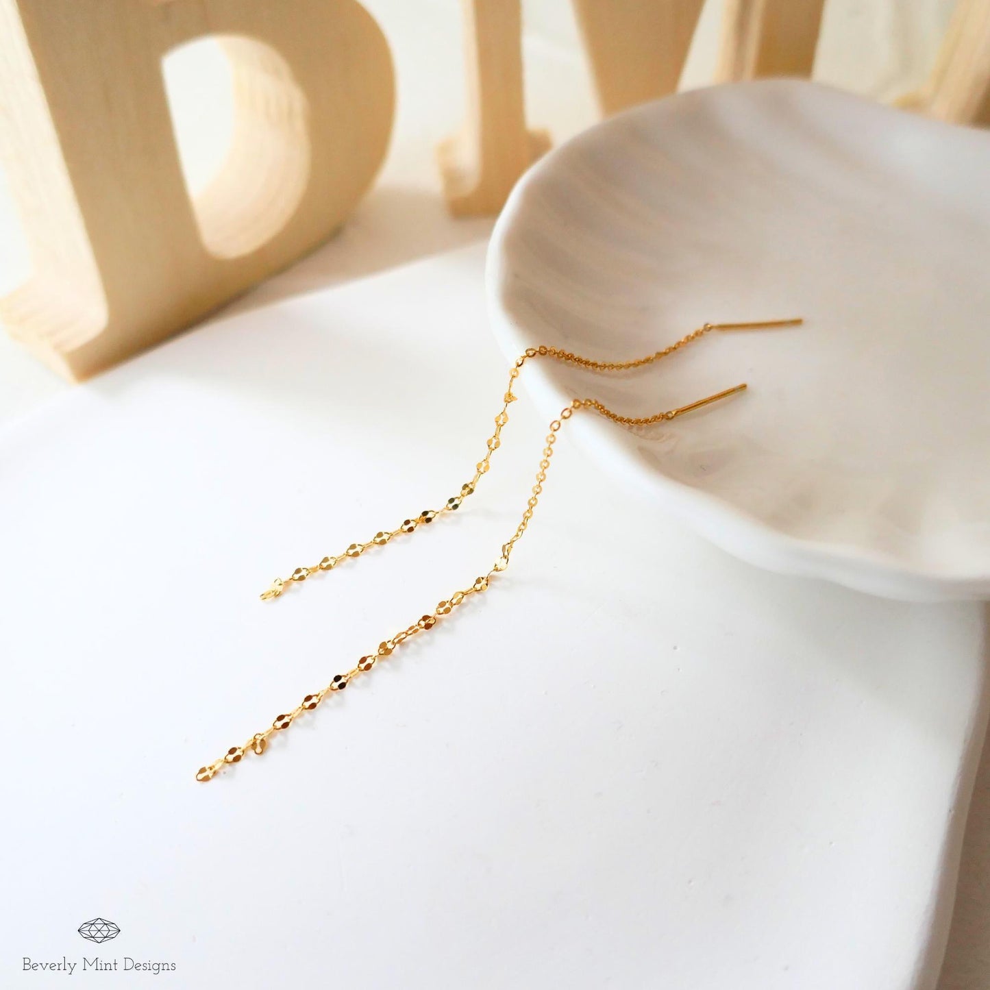 14K Gold Threader Earrings, Gold Tassel Earrings, Threader Earrings, Dainty Earrings, Long Earrings, Minimalist Earrings , Christmas Gift