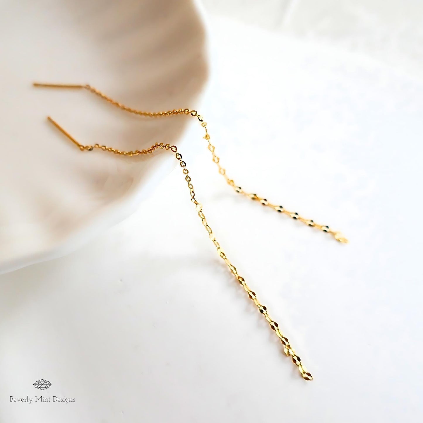 14K Gold Threader Earrings, Gold Tassel Earrings, Threader Earrings, Dainty Earrings, Long Earrings, Minimalist Earrings, Gift For Her